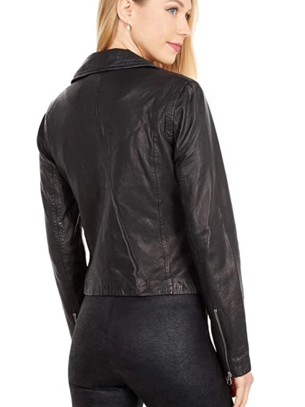 Madewell Washed Leather Motorcycle Jacket Black E0488 Capsule Moto Biker Size XS - Picture 2 of 13